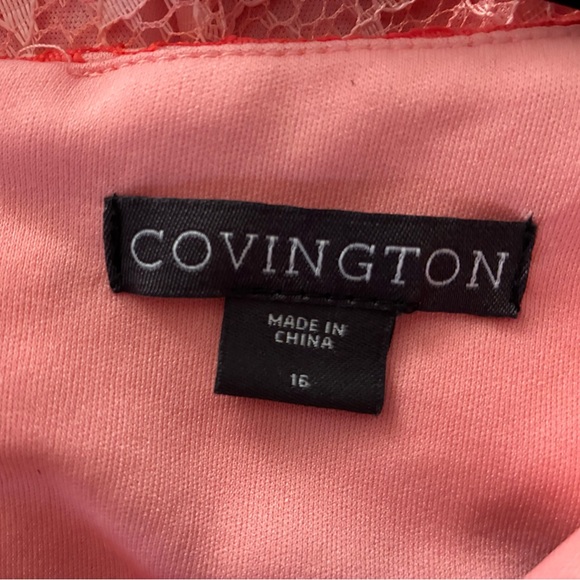 Covington Fit & Flare Coral Lace Dress Size 16 - Picture 3 of 3